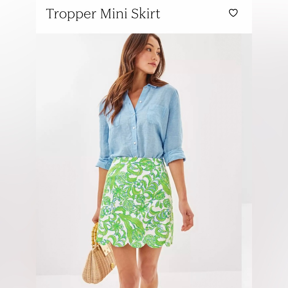 Lilly Pulitzer Green and White Mini Skirt